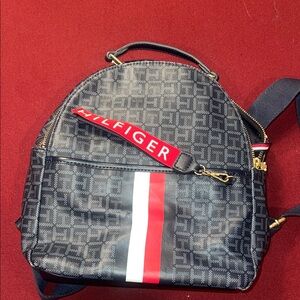 Tommy Hilfiger Patterned Backpack with Red and White Accents